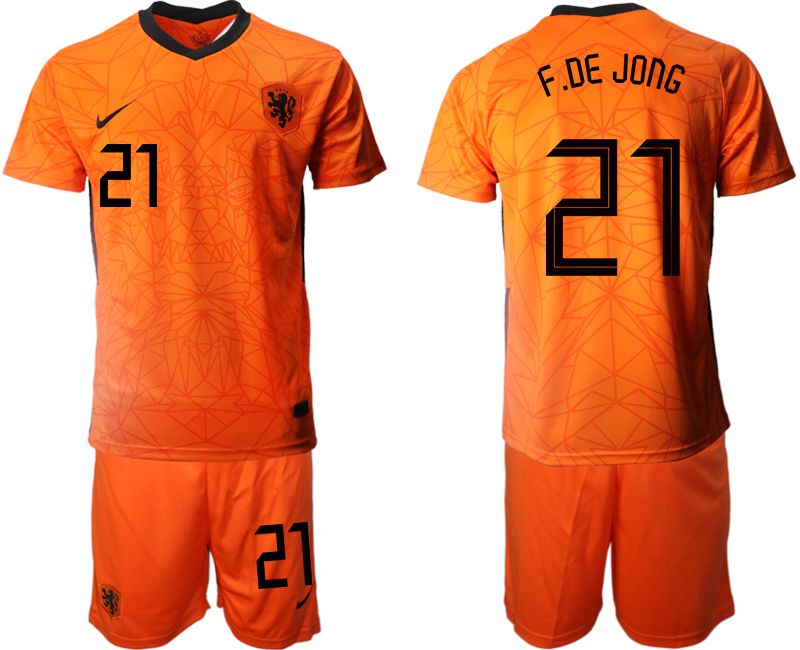 Men 2020-2021 European Cup Netherlands home orange #21 Nike Soccer Jersey
